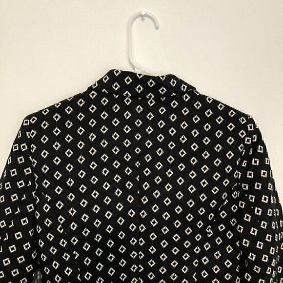 NEW NWT VINCE CAMUTO Desert Horizons Blazer Black White Geo Printed 3/4 Sleeve 2 - Picture 10 of 11